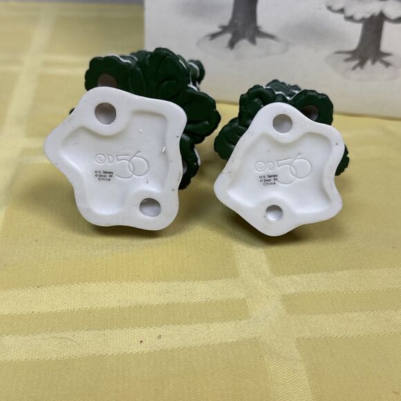 Department 56 set of 2 Village Small Porcelain Pine Trees 5" 4" 5251-1 With Box - Picture 5 of 10